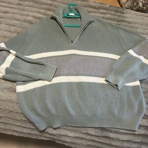 TNA blue/grey Sweater with White Stripes